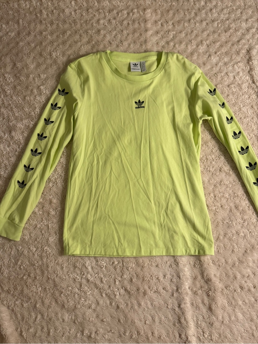 adidas Neon Yellow Trefoil Long Sleeve Tee for women
